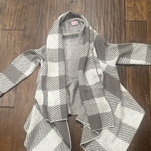Pink Lily Gray Plaid Open Cardigan